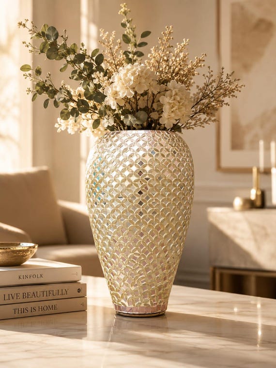 Handmade Silver Mosaic Vase: 12