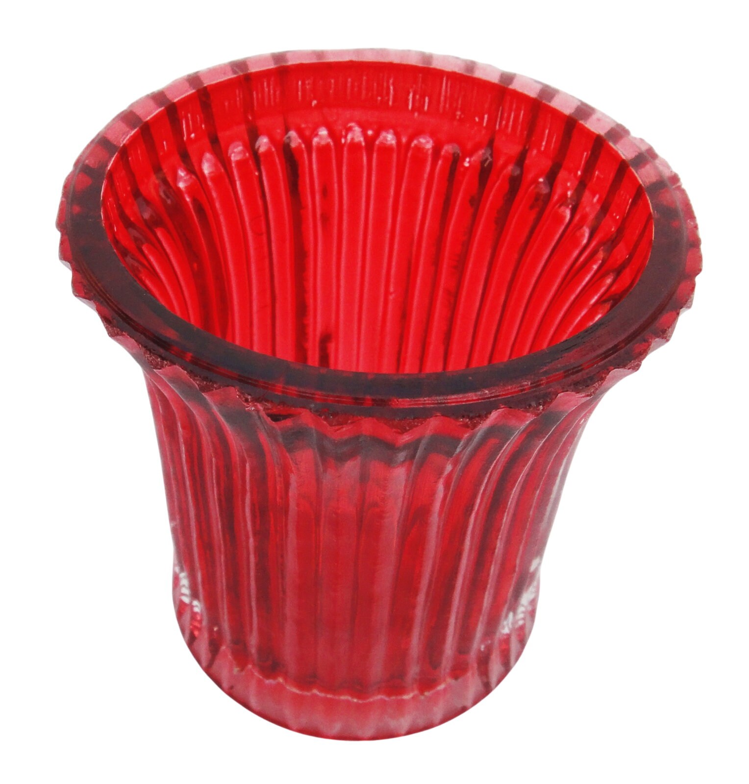 2.75 H Red Glass Votive In Lining Design Handmade Etsy