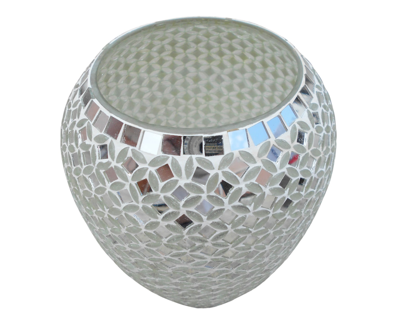 12 Mirror Silver Mosaic Vase Handmade Vase for Living Etsy