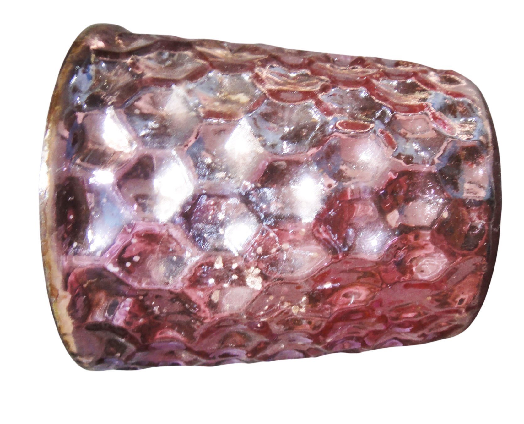 Glass Votive in Pink Antique Mercury, Embossed Design Votive, Handmade