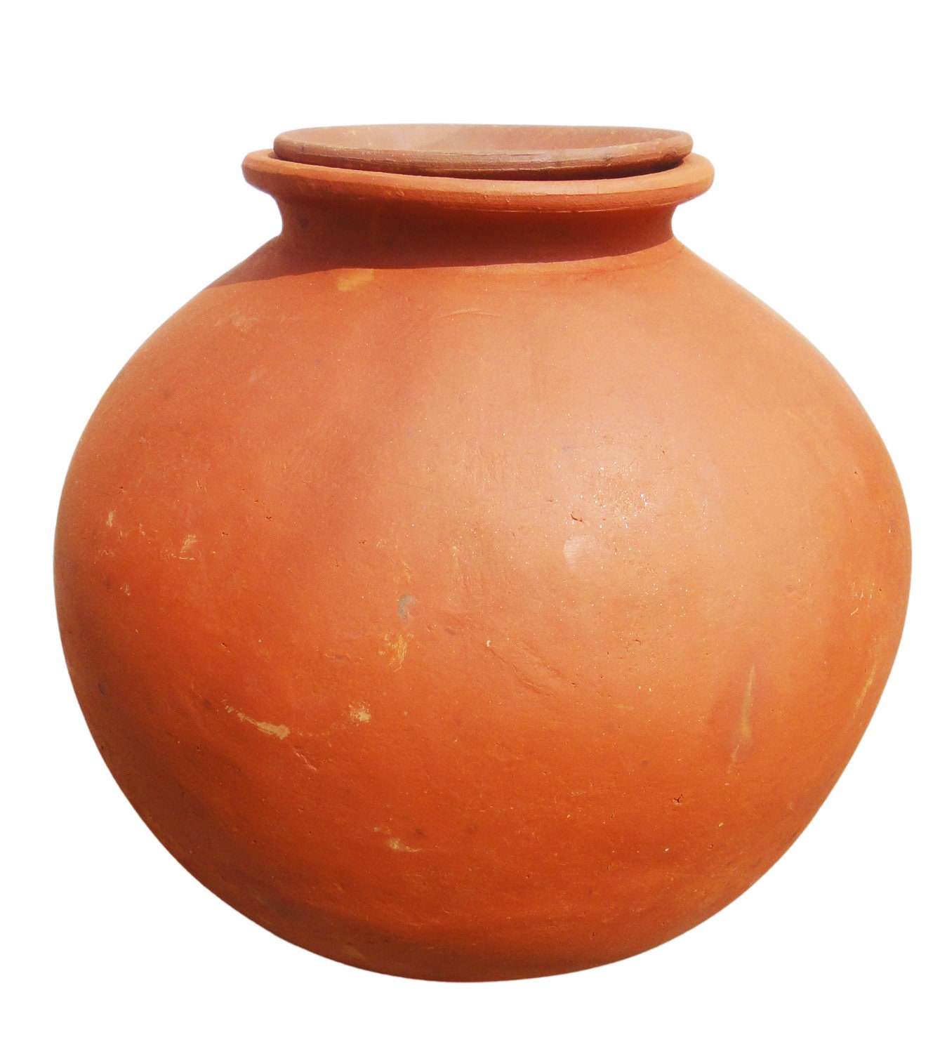 Traditional Pure Natural Clay Water Pot With Lid, for Drinking Water