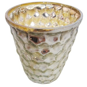 Glass Votive In Silver Antique Mercury, Embossed Design Votive, Handmade Votive for Living Room Decor, Home Decoration