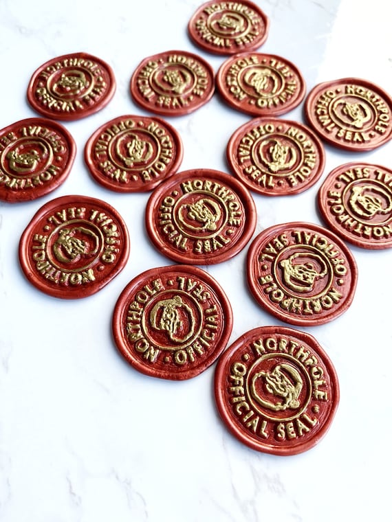 North Pole Seal, Christmas Wax Seal, Self Adhesive Seal, Letter to Santa Seal, Christmas 2026, Red Wax Seals, Packs of 1 - 100