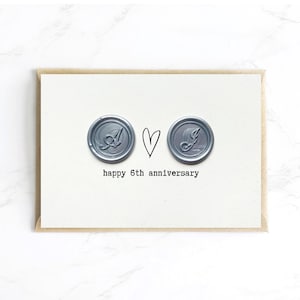 Anniversary Card, 6th Wedding Anniversary Card, Iron Anniversary, Custom Wax Seal Card, Husband & Wife Anniversary, Luxury A6 Card