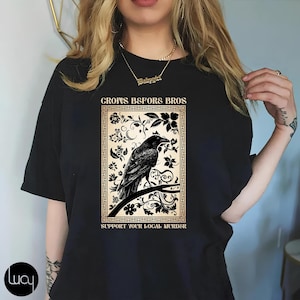 Crows Before Bros Support Your Local Murder Vintage T-Shirt, Murder Of Crow Shirt, Crow Shirt, Crow Meme Shirt, Crow Lovers Shirt