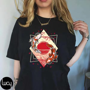 Cherry Blossom Japanese Koi Fish T-Shirt, Koi Fish Shirt, Retro 90s Koi Shirt, Japanese T-Shirt, Gift for Koi Lovers, Koi, Fish Shirt