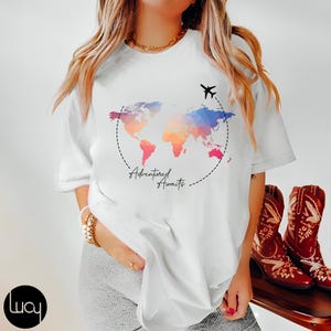 Reizen vakantie wereldkaart vintage T-shirt, reisshirt, reizend shirt, shirt voor reisliefhebbers, cadeau-T-shirt voor jou en je vrienden