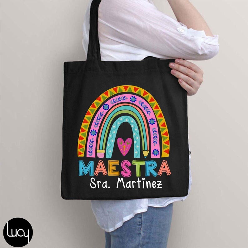 Personalized Maestra Spanish Teacher Tote Bag, Custom Name Tote ...