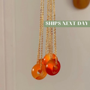 SHIPS NEXT DAY Dainty Fidget Carnelian Necklace | Aventurine | Green Jade | Rose Quartz | Customize Your Necklace