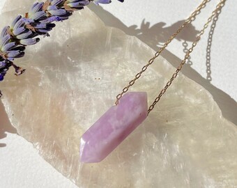 Kunzite Double Terminated Dainty Necklace | New Mother Jewelry | Divine Love | Self Acceptance | Cleanses Negative Energy