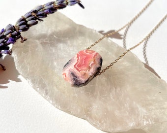 Handmade Rhodochrosite Necklace | 14k Gold Filled | Sterling Silver | Love | Forgiveness | Heart Chakra | Gifts To Give