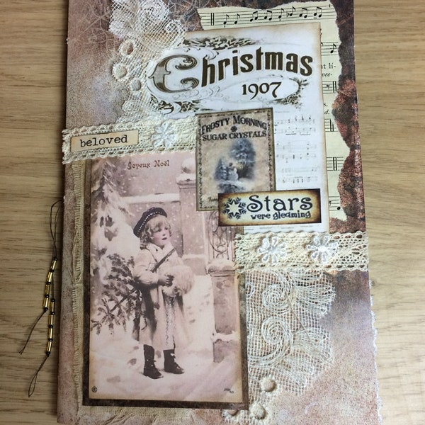 handgemachtes Weihnachtstagebuch, Junkjournal, Artjournal, Scrapbook, Plakboek, Gluebook, Dagboek