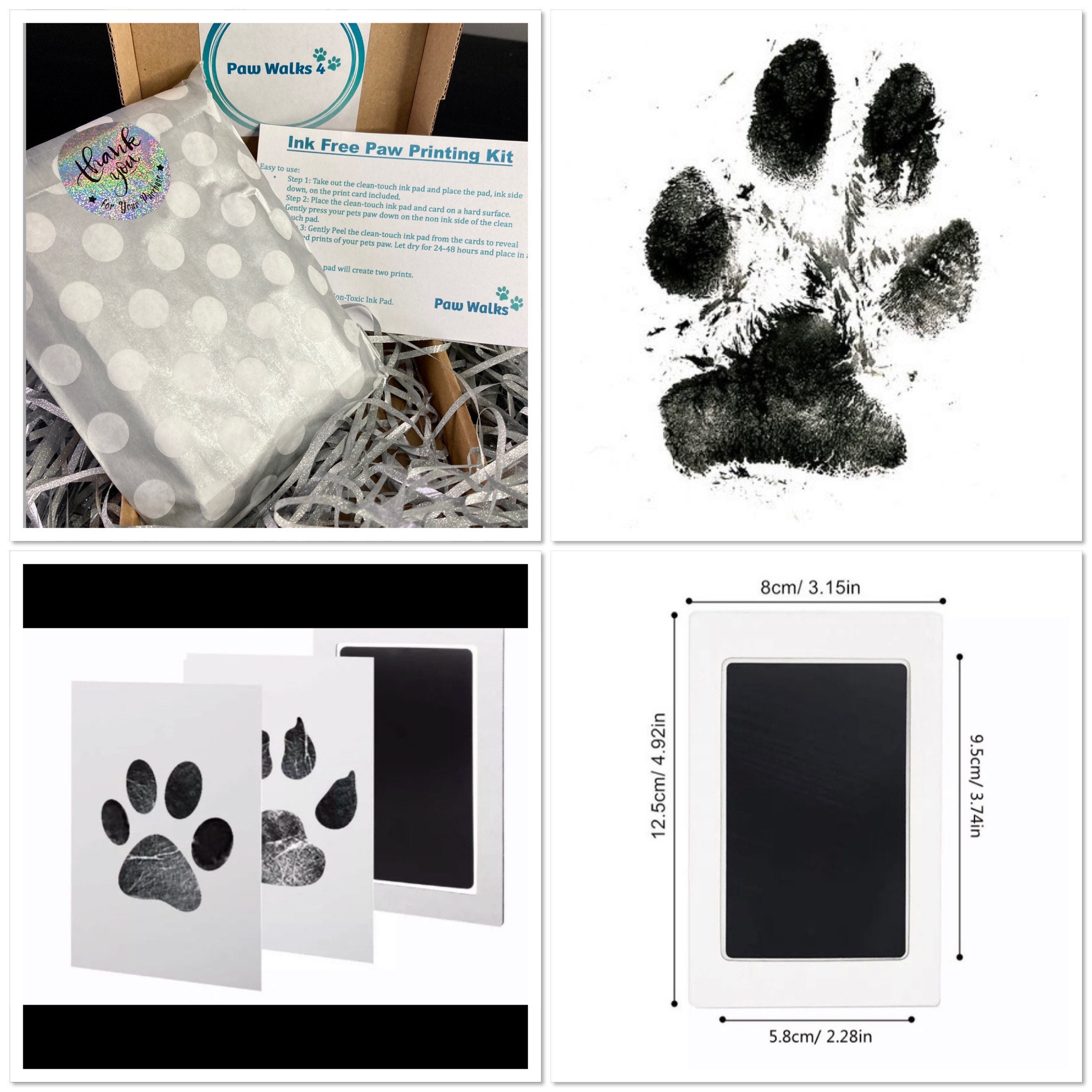 Inkless Paw Print Kit,Mess-Free Paw Print Kit For Dogs Cat 10 Inkless Print Pads 20 Imprint Cards Dog Nose Print Kit Pet Paw Print Impression Kit Keepsake47inch