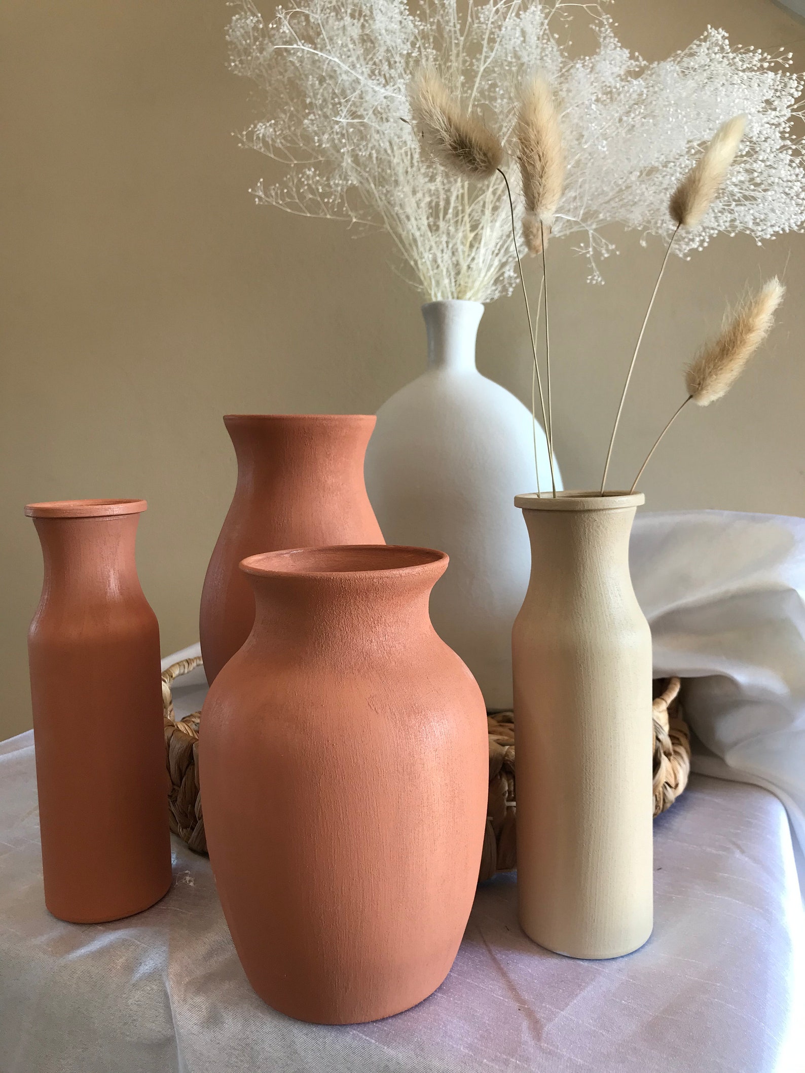 Matte Boho Vase Terra Cotta Style Large Bouquet Vase Etsy