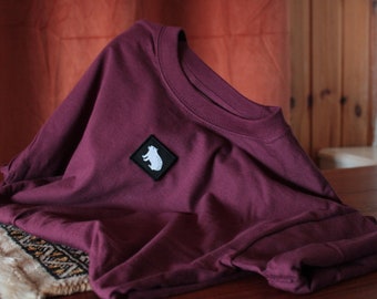Capibara Handmade rolled up sleeve shirt in Burgundy Red