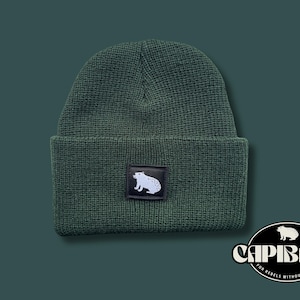 Capibara Beanie Bottle Green Knitted