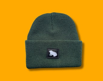 Capibara Beanie Bottle Green Knitted