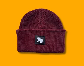 Capibara Beanie Burgundy Red Knitted