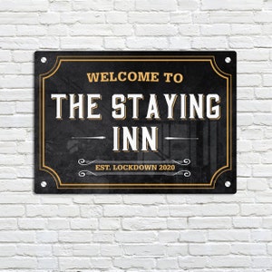Personalised Welcome Bar Sign with Rustic Black Chalk Board Background. Gloss Metal Wall Art. Pub Man-Cave Gift