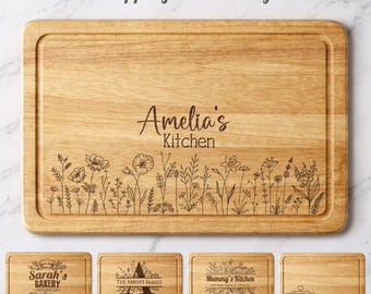 Personalised Solid Wood Chopping Board 30 x 20 cm – Custom Laser Engraved Kitchen Gift