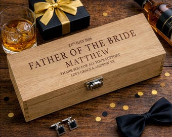 Personalised Best Man Gift Box, Engraved Groomsman Gift, Father of the Bride Gift, Wedding Role Wine Box, Wedding Thank You Gift