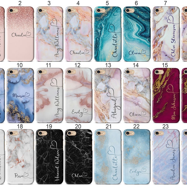 Personalised Marble Glitter Flowing Name with Heart Case for Apple iPhone Models