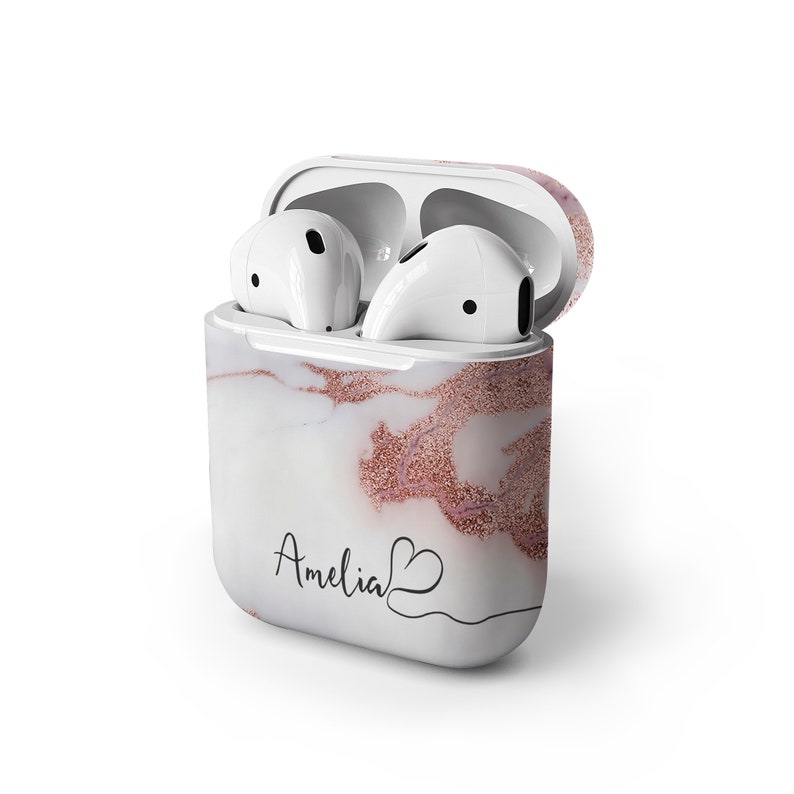 Personalised Marble Glitter Flowing Name with Heart Case for Apple AirPods image 8