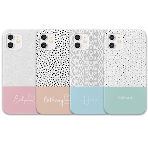 Pattern and Pastel Personalised Phone Case Compatible with Apple iPhone Models. 5 Colours and 5 Fonts to choose from.