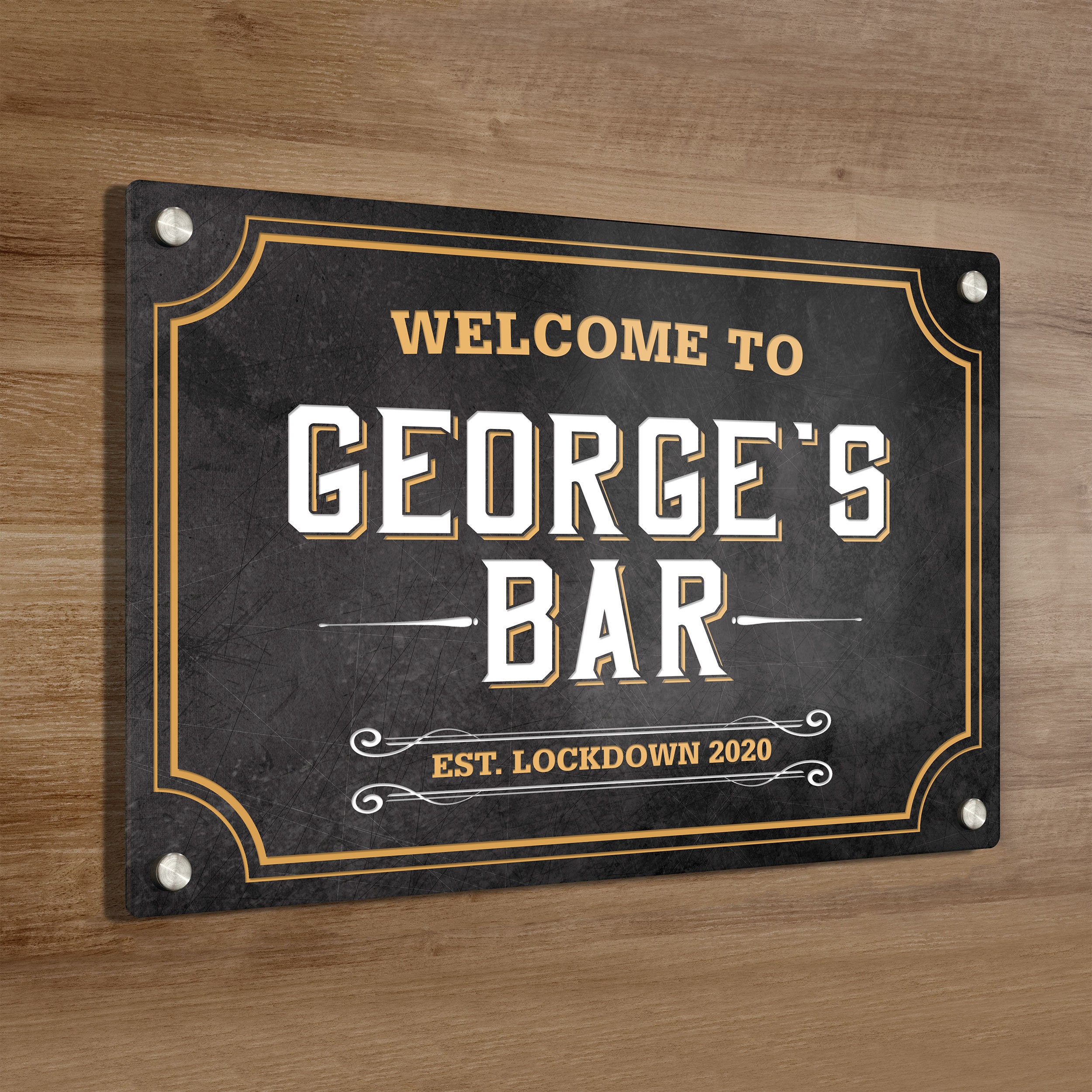 Personalised Bar Sign with Rustic Black Chalk Board Etsy