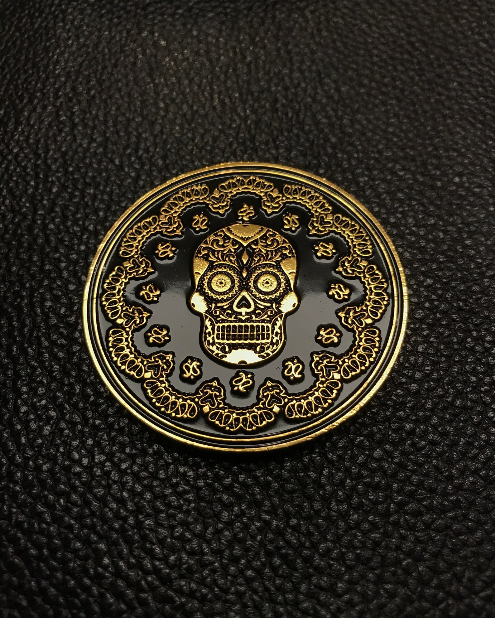Gold Day of the Dead Coin Sugar Skull / Aztec Calendar Etsy