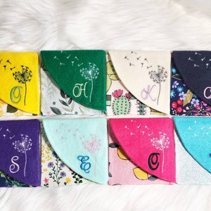 Personalized Bookmark, Custom Bookmark, Bookmark, Felt Bookmark, Embroidered Bookmark, Corner Bookmark, Gift for Book Lover, Dandelion