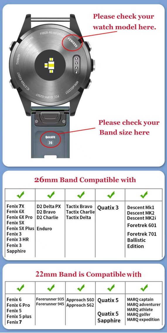 Bracelet à maillons titane Garmin Fenix 5/6 (gris) 