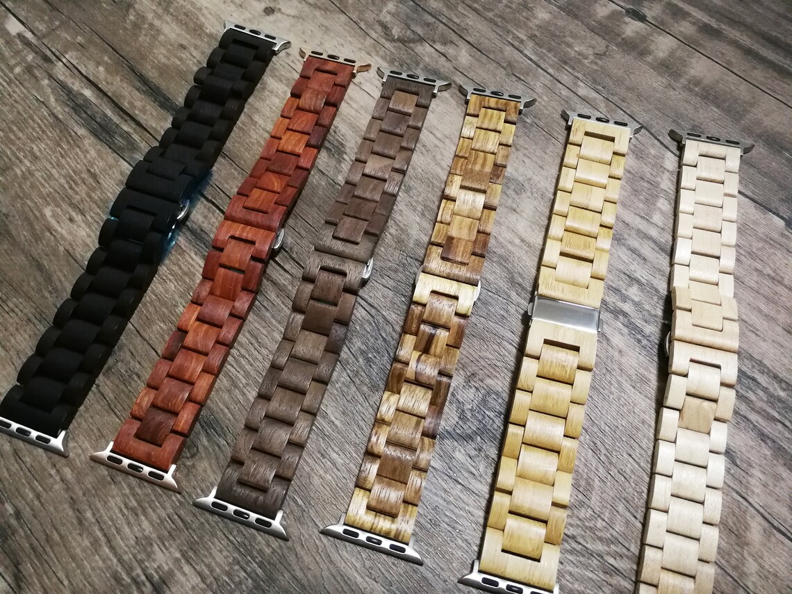 Natural Wood Apple Watch Band Series SE 6 5 4 3 2 1 Iwatch Etsy
