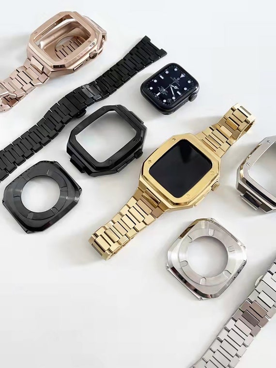 Apple Watch 45 mm 44 mm 41 mm 40 mm modificatieband met stalen ring, Apple  Watch Ultra 49 mm modificatiekit metalen ringband frame -  Nederland