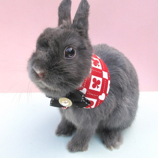 Valentine Red Heart With a Pearl Bow, Neckwear, Collar Wreath Bow tie , Rabbit Clothes, Harness, Dwarf Holland Lop Bunny chinchilla