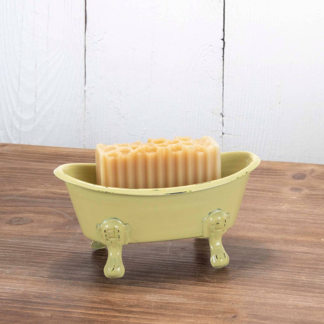 Yellow Enamel Bathtub Soap Dish With Drainage Holes in the Etsy