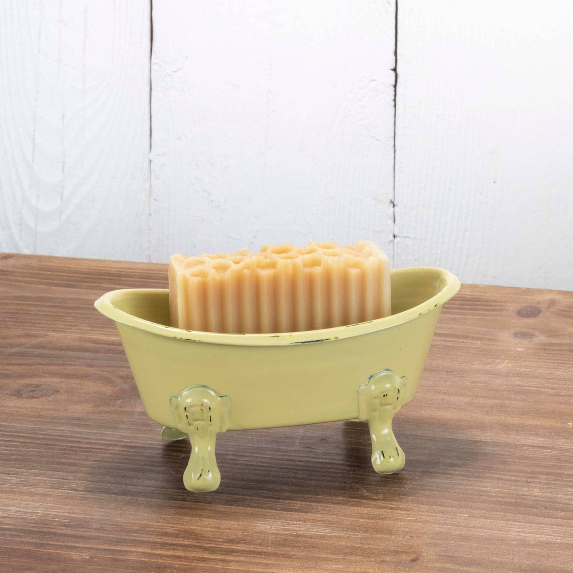 Yellow Enamel Bathtub Soap Dish With Drainage Holes in the Etsy