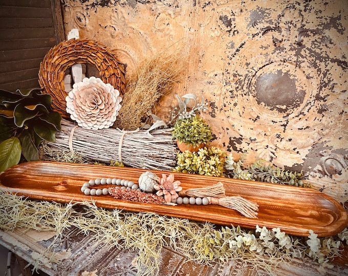 Carved 2" Food Safe 40 Inch Extra Long Hand Carved Dough Bowl, Rustic Wood Bowls, Bread Bowl, Wooden Bowls, Farmhouse, Table Runner, Platter