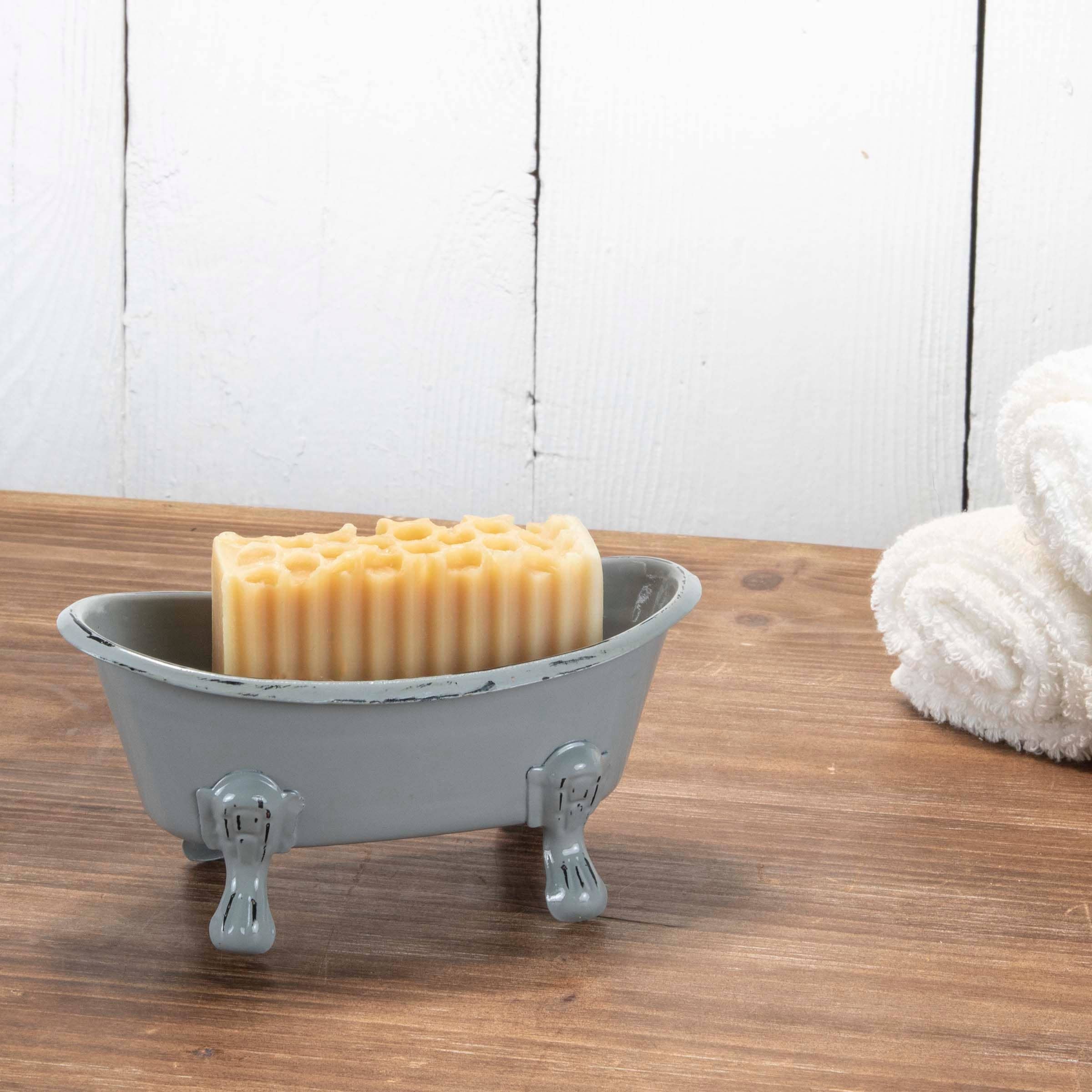 Gray Enamel Bathtub Soap Dish With Drainage Holes in the Etsy