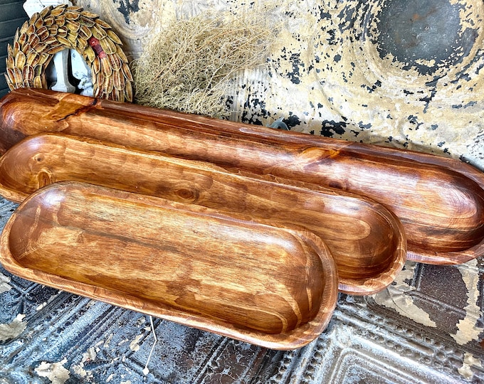 Smoother 2" Deep Carved Food Safe Handmade Bowl - 3 Sizes Available! Dough Bowl, Rustic Wood Bowls, Modern Farmhouse, Wooden, Hand Carved