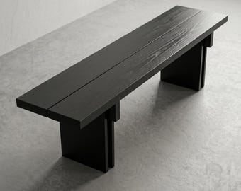 Banco de Estocolmo, banco de madera maciza estilo Japandi.