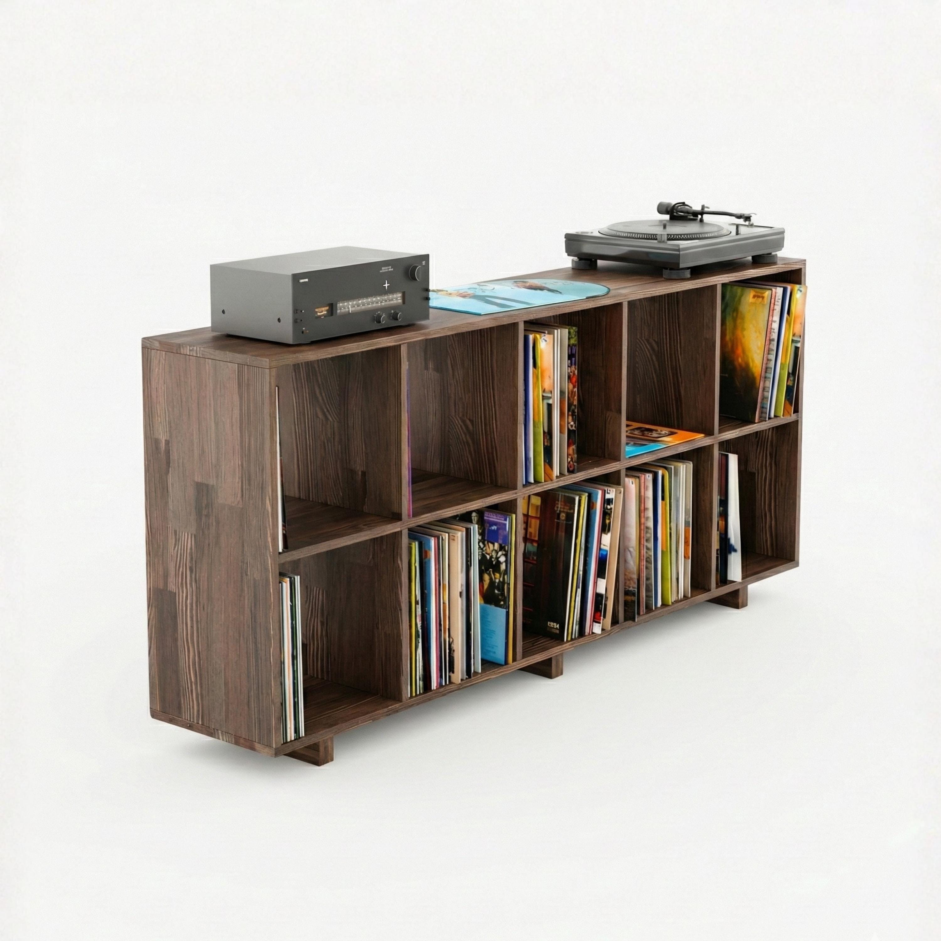 Solid Wood Record Player Stand, Vinyl Storage Cabinet, Mid Century ...