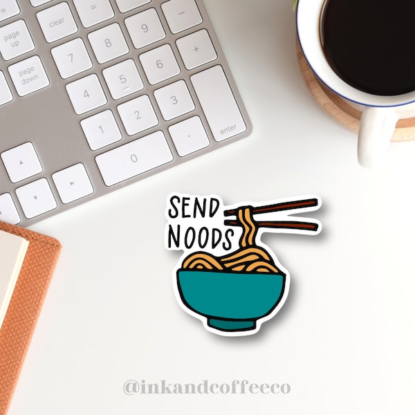 Send Noods Sticker, 3" x 2.75" Waterproof Vinyl Sticker, Sticker for Laptops, Water Bottle Sticker, Sticker for Notebooks