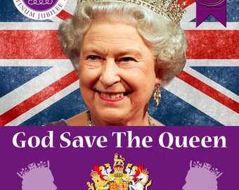 Best selling Digital Queen Elizabeth II Platinum Jubilee Poster - Window poster  - Prints (A4 29.7 x 21cm) or (A3 42 x 29.7cm) #10