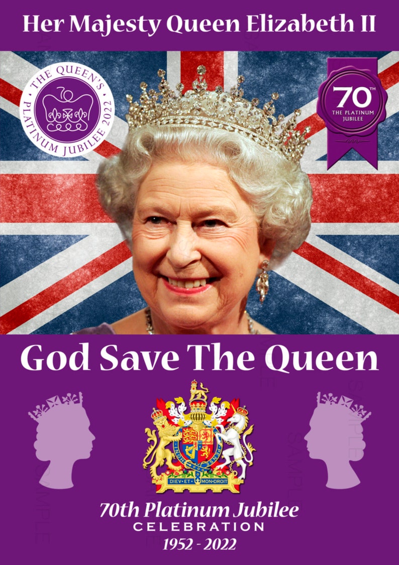 Queens 70th Platinum Jubilee Poster Royal Memorabilia Window Poster A4