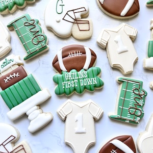 Football themed cookies/ first down birthday cookies/ first down football cookies / 1 dozen