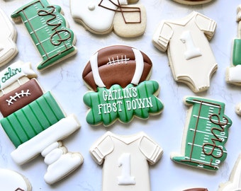 Football themed cookies/ first down birthday cookies/ first down football cookies / 1 dozen