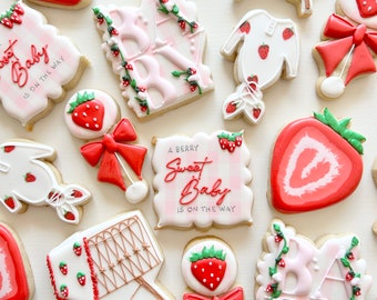 A berry sweet baby is on the way cookies / custom cookies / berry sweet baby cookies / berry sweet baby / baby shower cookies / 1 dozen