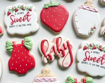 a berry sweet baby is on the way cookies / 1 dozen