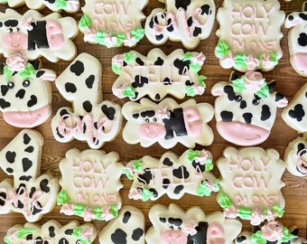 EDITABLE Holy Cow I'm One Gable Gift Box Label Cow - Etsy